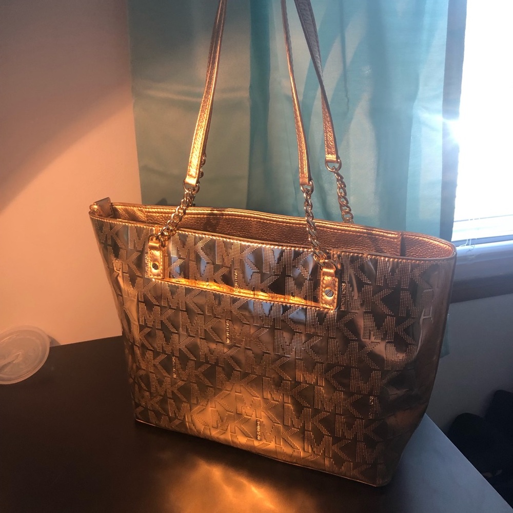 GOLD Michael Kors Logo Handbag